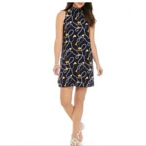 Sleeveless Smocked Nautical Printed Dress Sz M NWT